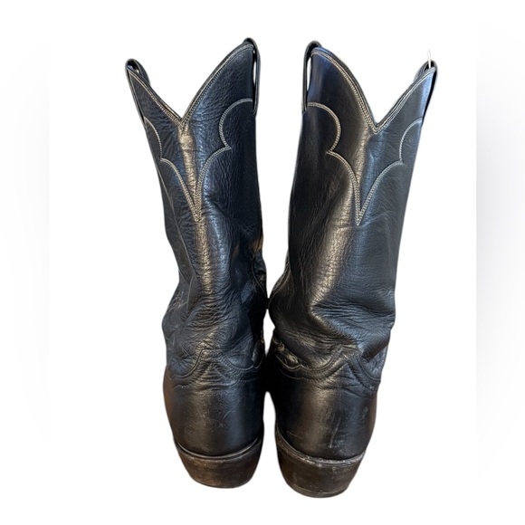 Tony Lama Black Bullhide Leather Men\'s Boots Size 10 D
